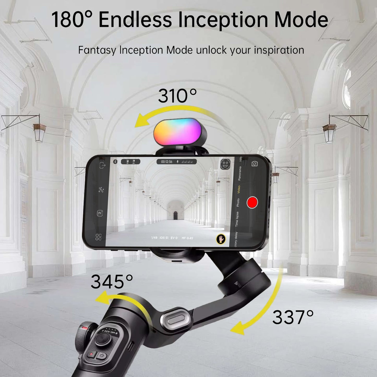 MMOOKA AOCHUAN Smart XE Kit Gimbal Stabilizer for Smartphone iPhone Video Recording Magnetic Fill Light 3-Axis Foldable Android Gimble