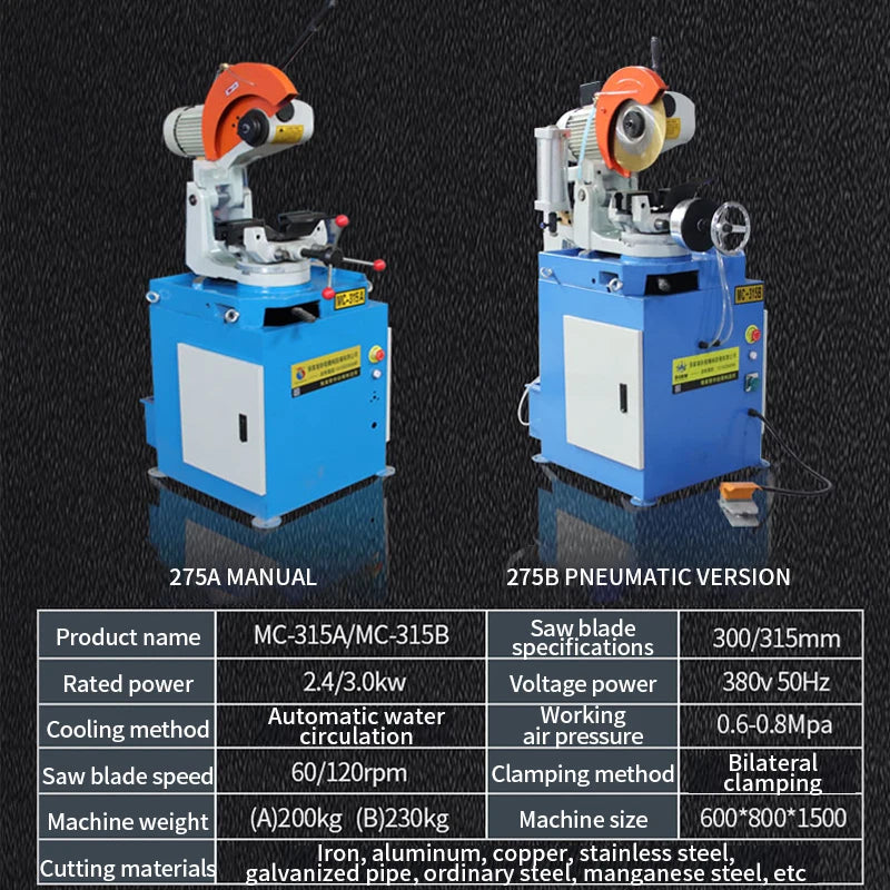 ANTNX Mc-315B Hot Sale Electric Hydraulic Semi-Automatic Pipe Cutting Machine Steel Pipe Cutter Heavy Duty Table Circular Saw Machine ANTNX.COM