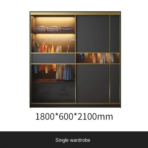 MMOOKA Modern minimalist luxury sliding door wardrobe locker household bedroom assembly wardrobe