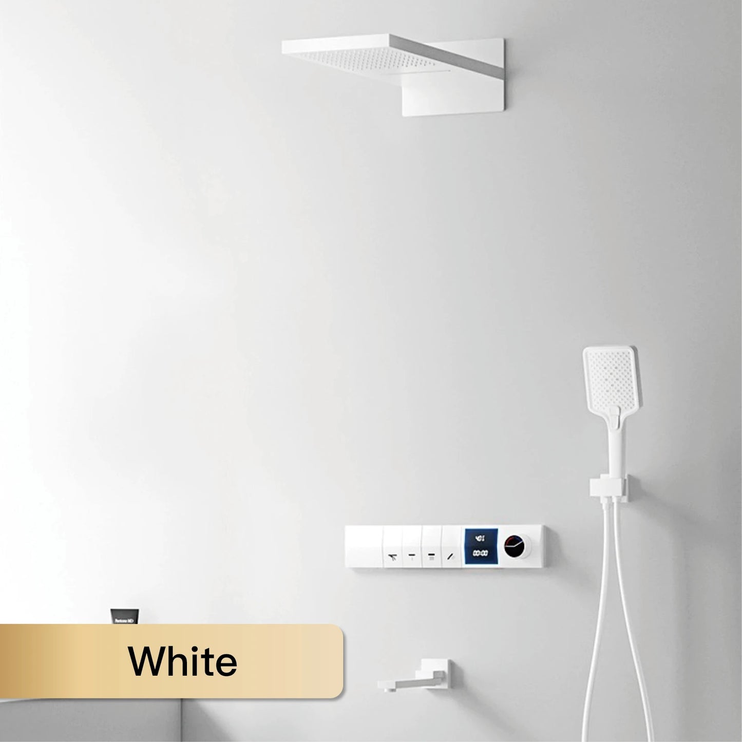 ANTNX Luxury gun gray brass shower system intelligent LED digital display design, wall mounted dual control cold & hot 4-function Tap ANTNX.COM