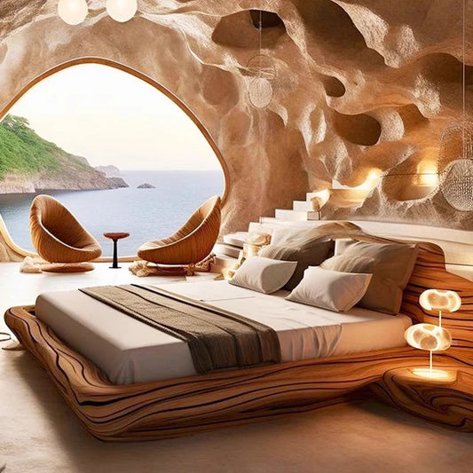 ANTNX Create Double King Size Bed Luxury Modern Frame Wedding Design American Style Bed Fashionable Hotel Solid Wood Muebles Furniture ANTNX.COM