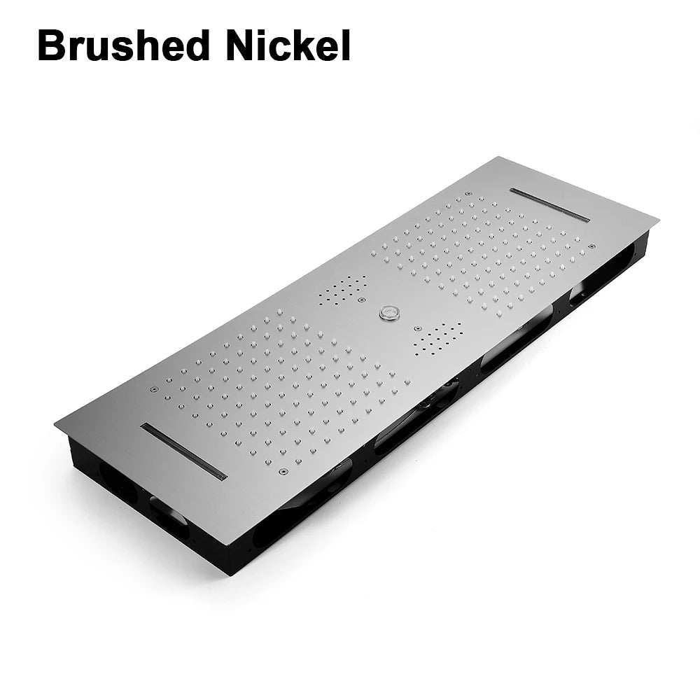 ANTNX M Boenn Bathroom Bar Shape Rain Shower Head Stainless Steel High Pressure Water Column LED Music Spa Shower Panel Chrome & Black ANTNX.COM