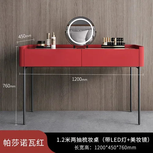 MMOOKA Italian Minimalist Dressing Table Modern Bedroom Mirror Jewelry Box Password Lock