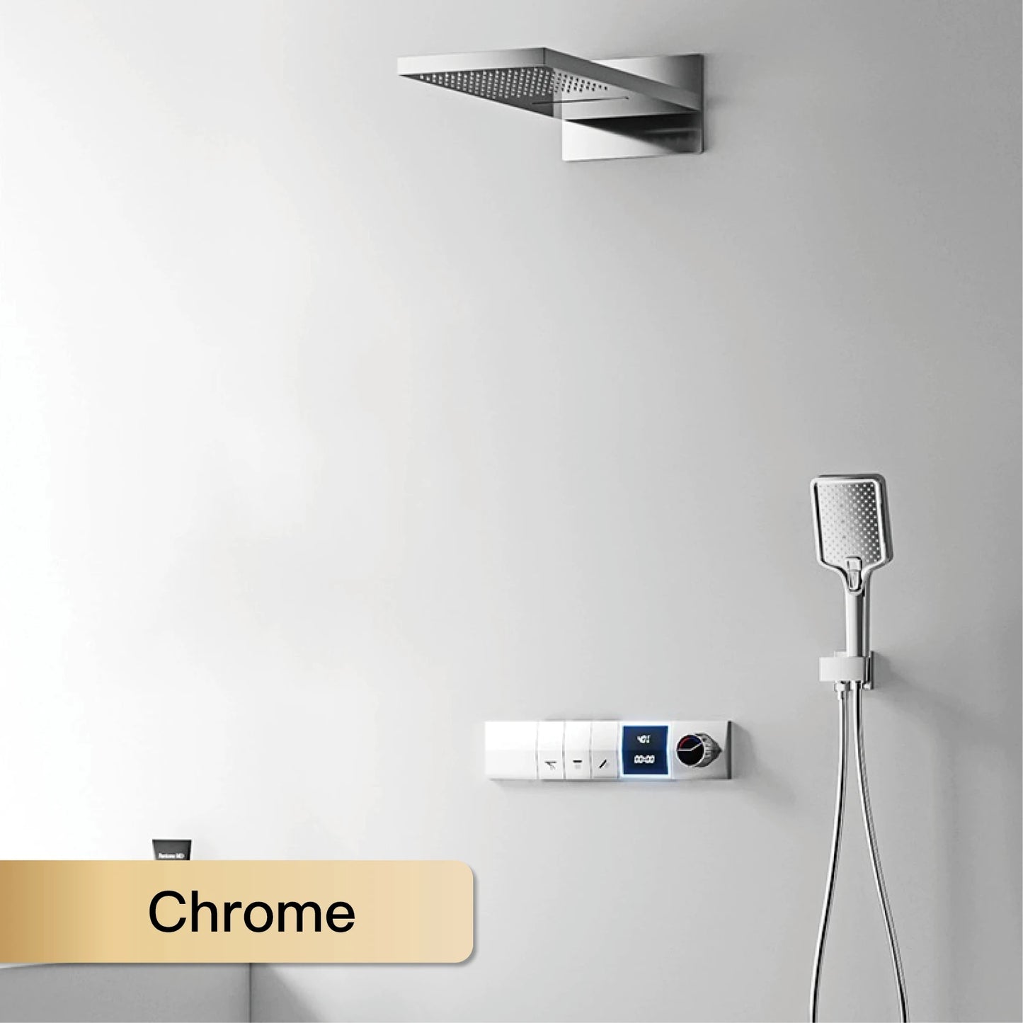 ANTNX Luxury gun gray brass shower system intelligent LED digital display design, wall mounted dual control cold & hot 4-function Tap ANTNX.COM