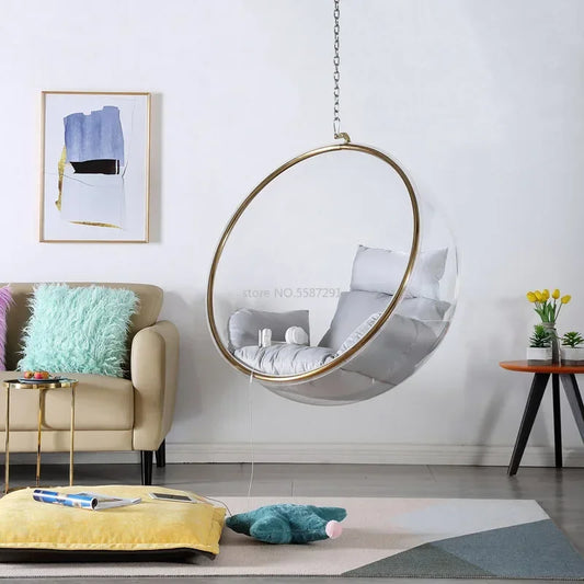 MMOOKA Hanging Ball Space Chair Glass Ball Indoor Hanging Chair Hanging Basket Nordic Outdoor Swing Home Stay Transparent Bubble Chair