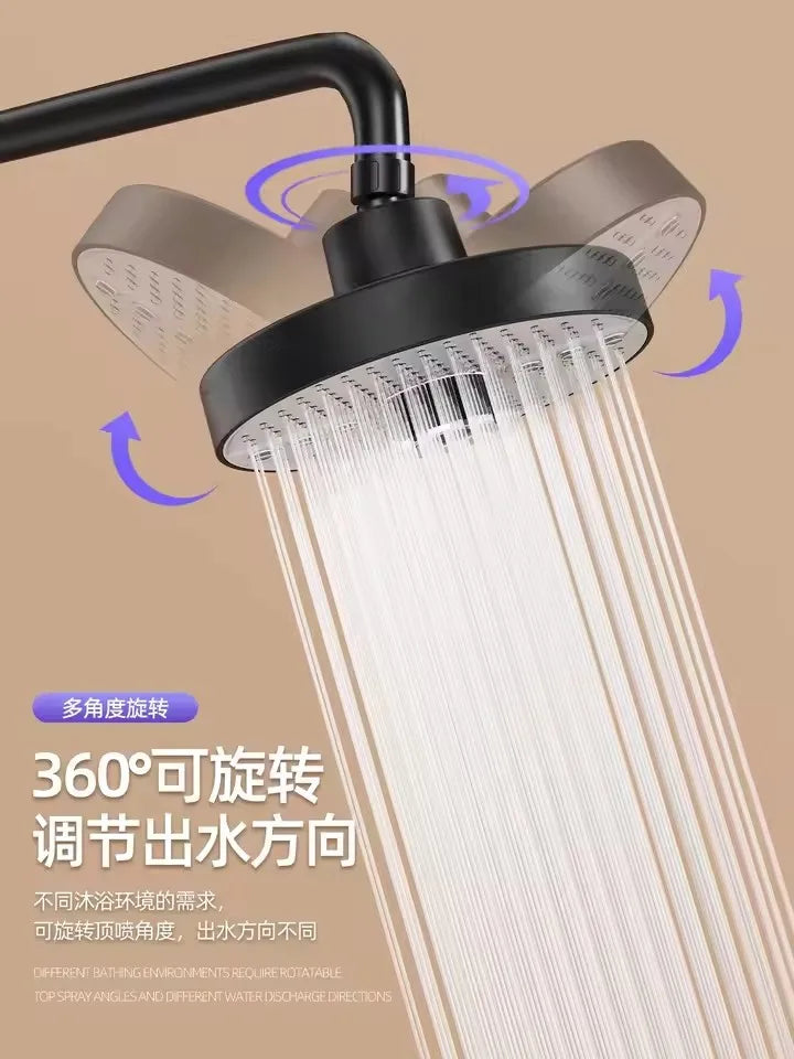 Large Flow 5 Modes Rainfall Shower Head Supercharge Ceiling Mounted Spa Showerhead High Pressure Top Spray Bathroom Accessories