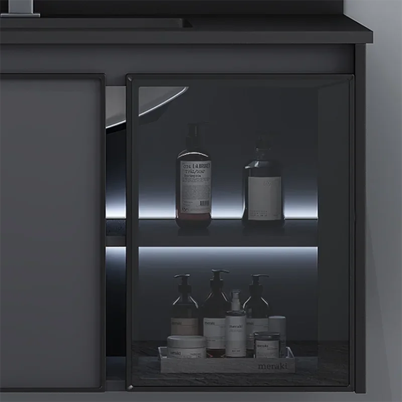 MMOOKA Luxury Full Sets Cabinets Washbasin Countertop Sink Black Bathroom Cabinets Faucets Hanging Mobili Da Bagno Auxiliary Furniture