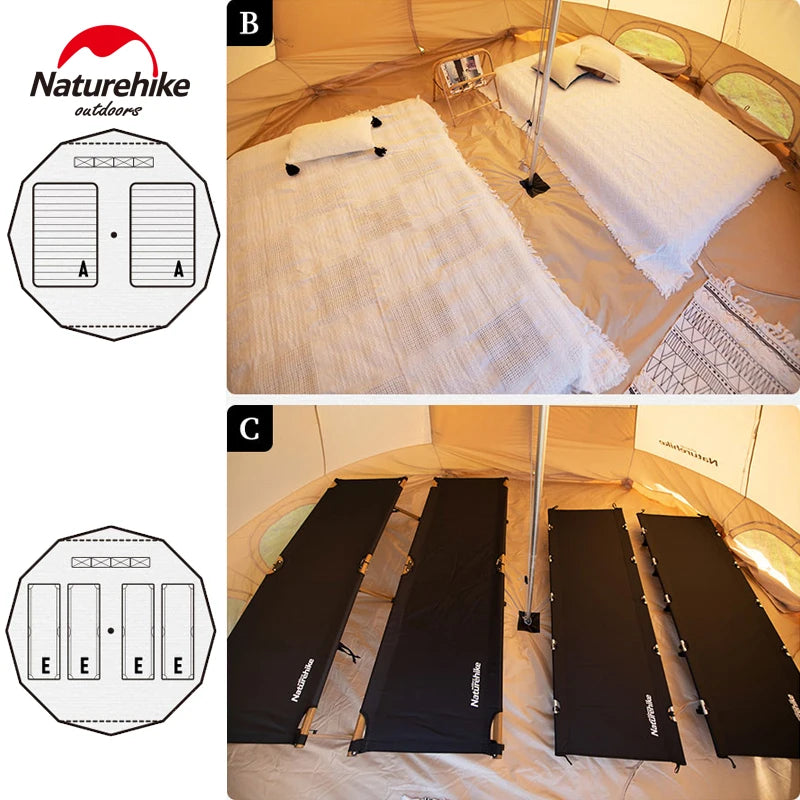 ANTNX Naturehike 12.3 Cotton Pyramid Tent for 5-8 People Family Large Space Outdoor Travel Camping Party Trip Lobby Bell House Tent ANTNX.COM