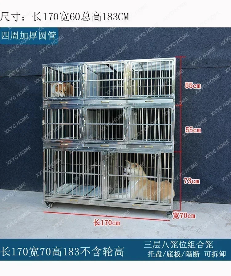MMOOKA Stainless Steel Dog Cage Multi-Layer Pet Display Cabinet Pet Hospital Hospital Cage Display Cage
