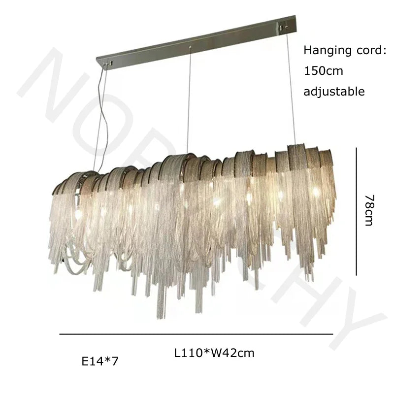 Modern Lustre Chrome Tassel Led Chandelier Lighting Living Dining Room Decor Led Chandeliers Lamp Loft Hanging Lights Luminaire