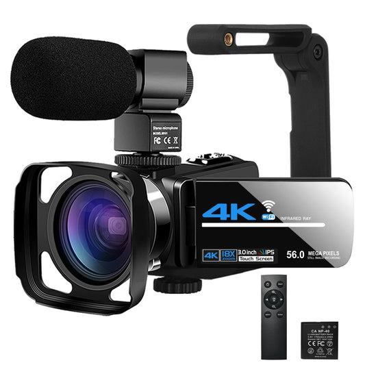 MMOOKA 2025 Video Camera YouTube for Tiktok Vlogging IR Night Vision UHD 4K Webcam 56MP 18X Digital Tiktok Camcorder