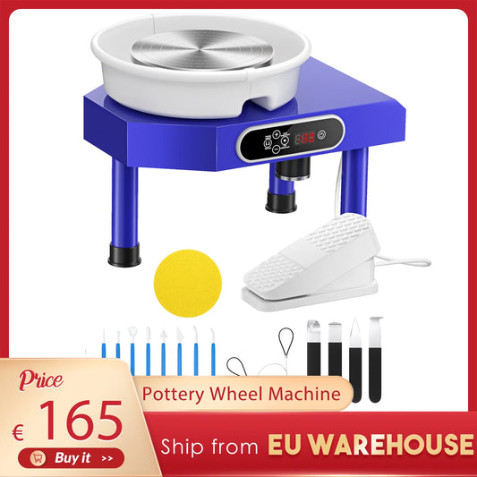 MMOOKA MMOOKA 350W Electric Pottery Wheel Forming Machine 25cm Ceramic Pottery Wheel With Tray Foot Pedal Sculpting Mould Clay Art Craft DIYMMOOKA.COM