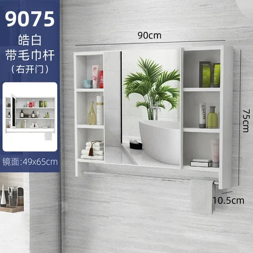 MMOOKA Nordic Wall Mounted Cabinets Mirror Storage Space Saving Aesthetic Bathroom Cabinets Makeup Shower Mobile Bagno Home Furniture
