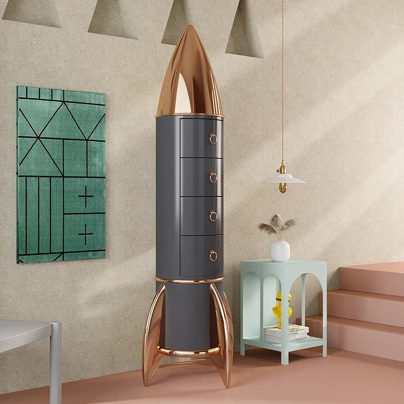 MMOOKA Affordable Luxury Style Creative Rocket Four-Bucket Cabinet Modern Simple Hallway High Chest of Drawers