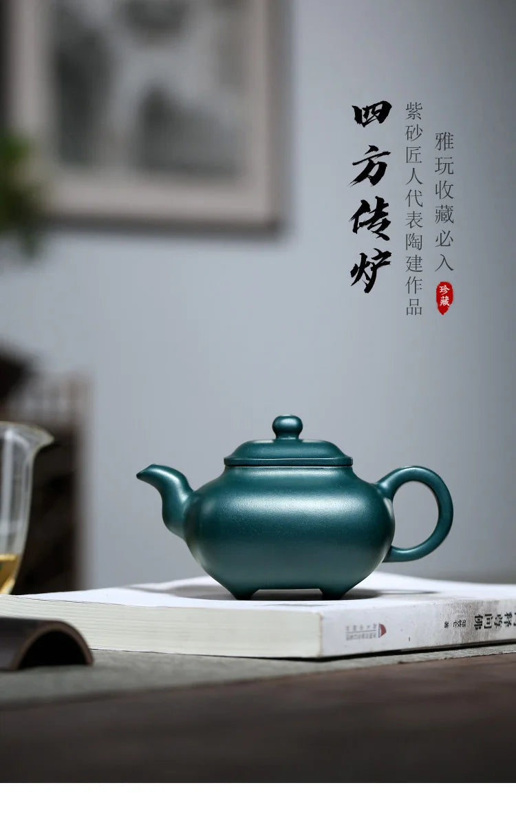 【 Changtao 】 Yixing Original Mine Purple Clay Pot, Tea Fully Handmade Household Dark Green Mud Transfer Stove