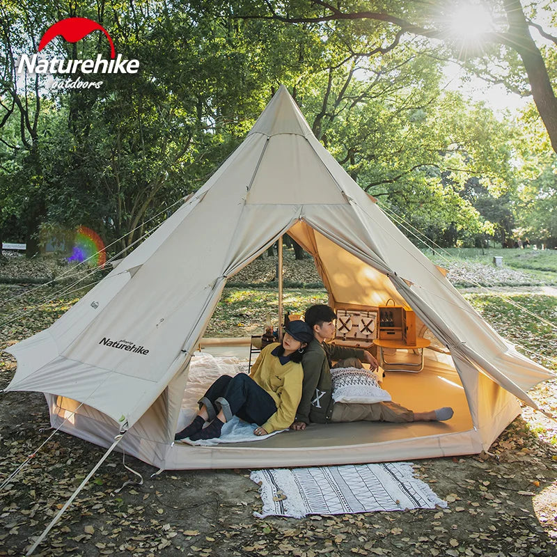 ANTNX Naturehike 12.3 Cotton Pyramid Tent for 5-8 People Family Large Space Outdoor Travel Camping Party Trip Lobby Bell House Tent ANTNX.COM