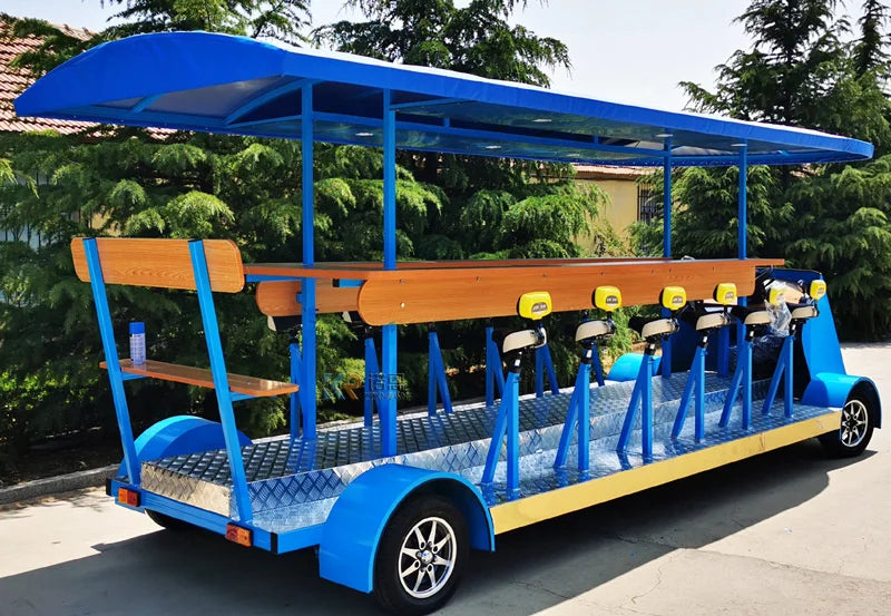ANTNX Leisure Bar Sightseeing Vehicle 8 Seater Beer Car Electric 13 Passenger Party Bike Electric Beer Bike beer vending cart ANTNX.COM