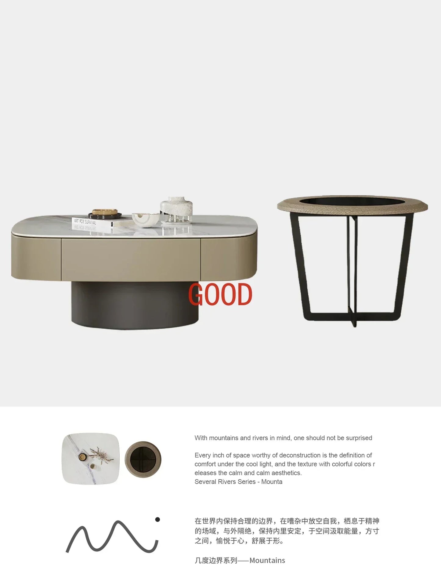 MMOOKA Living Room Home Minimalist High Sense Internet Celebrity Square Child and Mother Tea Table
