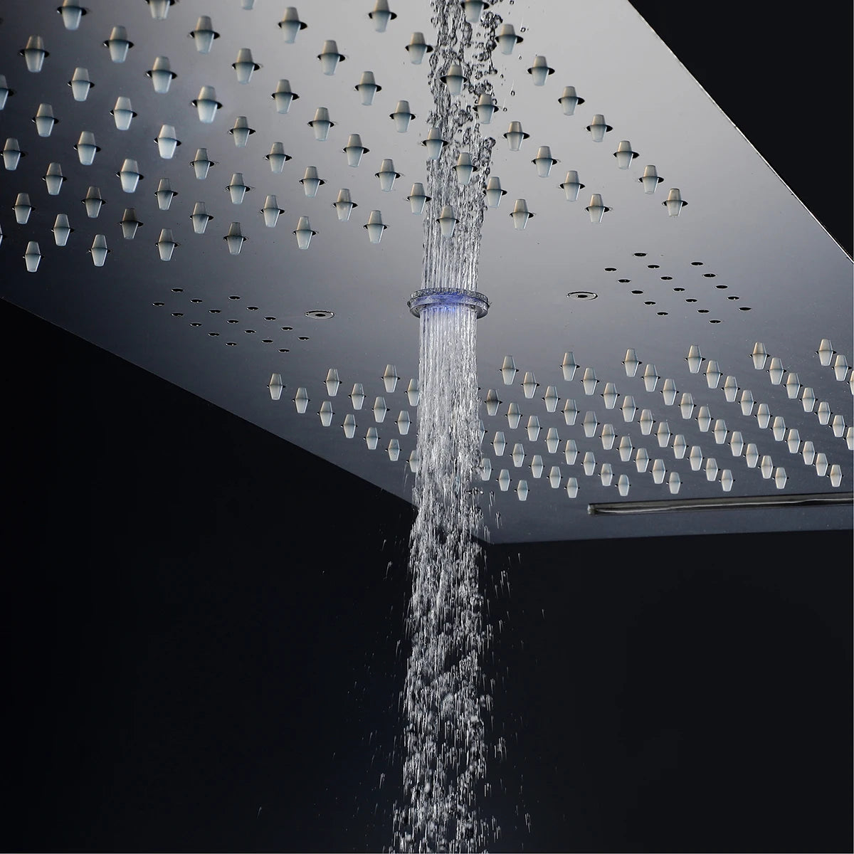 ANTNX M Boenn Bathroom Bar Shape Rain Shower Head Stainless Steel High Pressure Water Column LED Music Spa Shower Panel Chrome & Black ANTNX.COM