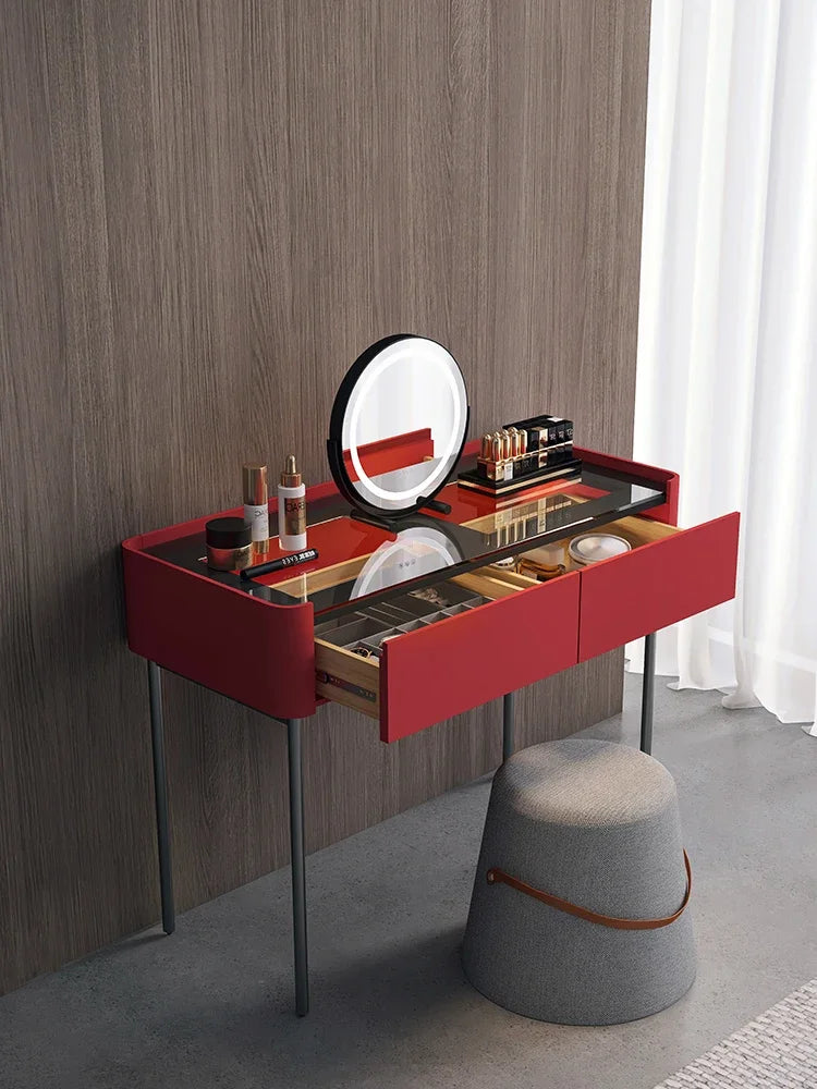 MMOOKA Italian Minimalist Dressing Table Modern Bedroom Mirror Jewelry Box Password Lock