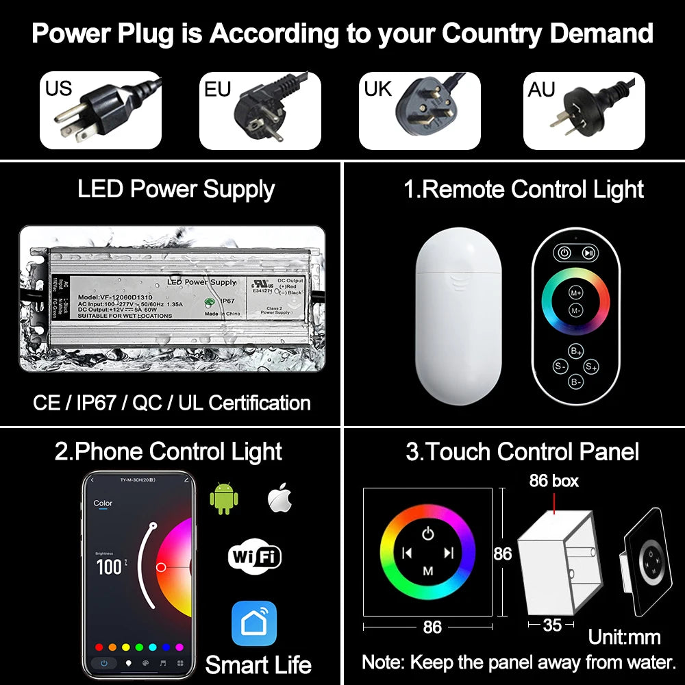 ANTNX M Boenn Bathroom Bar Shape Rain Shower Head Stainless Steel High Pressure Water Column LED Music Spa Shower Panel Chrome & Black ANTNX.COM