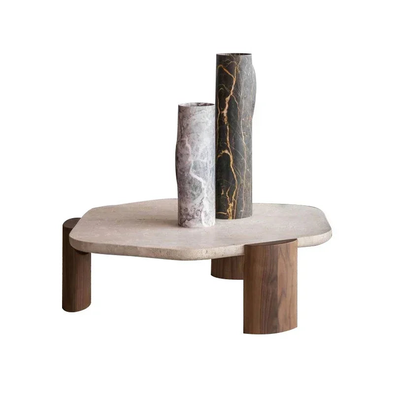 MMOOKA Silent Style Walnut Solid Wood Marble Black Walnut Walnut Tea Table
