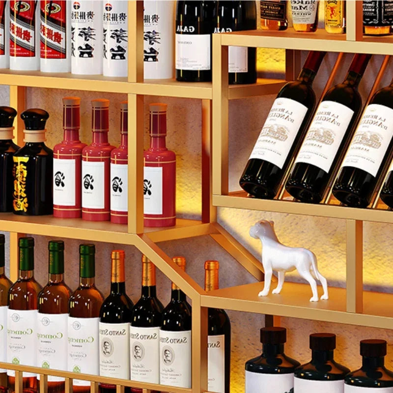 MMOOKA Black Display Wine Racks Wall Mounted Hanging Commercial Wine Bar Cabinet Restaurant Home Meuble Rangement Vin Decorations