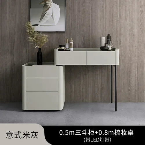 MMOOKA Italian Minimalist Dressing Table Modern Bedroom Mirror Jewelry Box Password Lock
