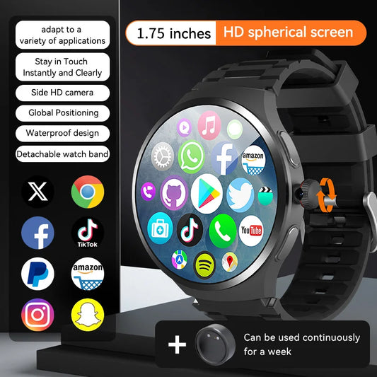 MMOOKA 2025 NEW VP50 Smartwatch 4g/5g Sim Card Android 10.0 System 180° Pull out Camera GPS WIFI Play Game Whatsapp Tiktok Smart Watch