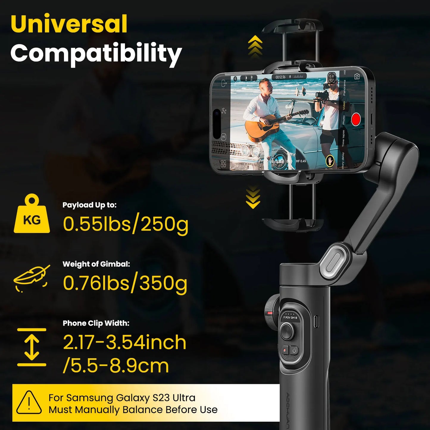 MMOOKA AOCHUAN Smart XE Combo Phone Gimbal Stabilizer with Extension Rod 3-Axis Phone Gimbal Stabilizer For iphone and Android phone