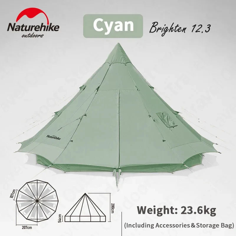 ANTNX Naturehike 12.3 Cotton Pyramid Tent for 5-8 People Family Large Space Outdoor Travel Camping Party Trip Lobby Bell House Tent ANTNX.COM