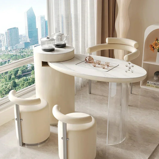 MMOOKA Balcony Small Tea Table Stone Plate Light Luxury Tea Making Table Kung Fu Tea Table Modern
