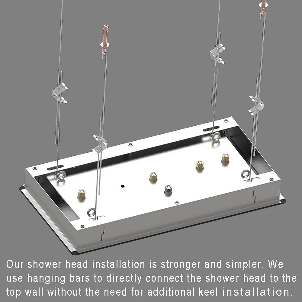 MMOOKA LED Ceiling Shower Head 27.56"x14.96" Matte Black Embedded Showerhead Massage Rainfall Waterfall Bubble Mist Stainless Steel MMOOKA.COM