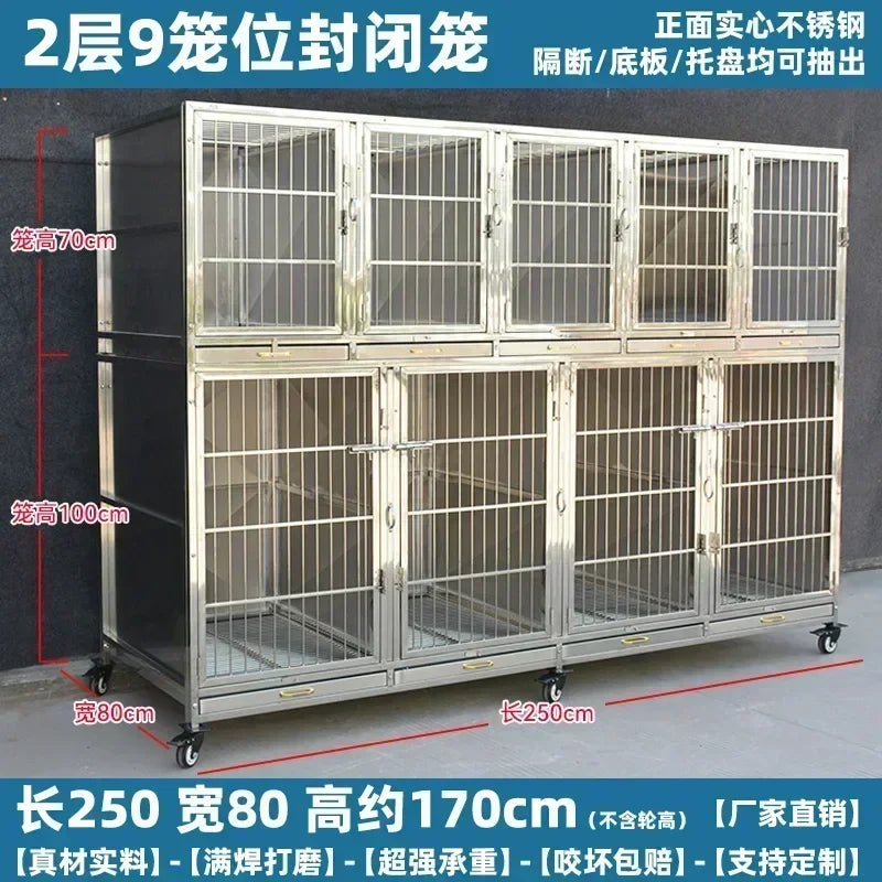 MMOOKA Stainless Steel Dog Cage Multi-Layer Pet Display Cabinet Pet Hospital Hospital Cage Display Cage