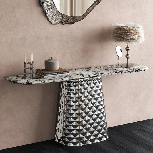 MMOOKA Natural Luxury Stone Italian Minimalist Three-Dimensional Geometry Console Tables Modern Minimalist