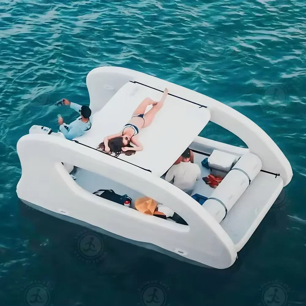 ANTNX WJ1Hot Sale Floating Inflatable Electric Boat Solar Sustainable Inflatable House Boat With Motor For Water Play ANTNX.COM