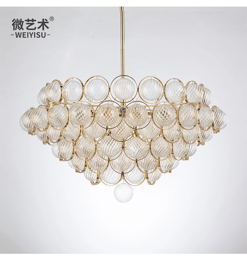Postmodern light luxury glass chandelier Nordic fashion villa living room dining room model bedroom bedroom lamps