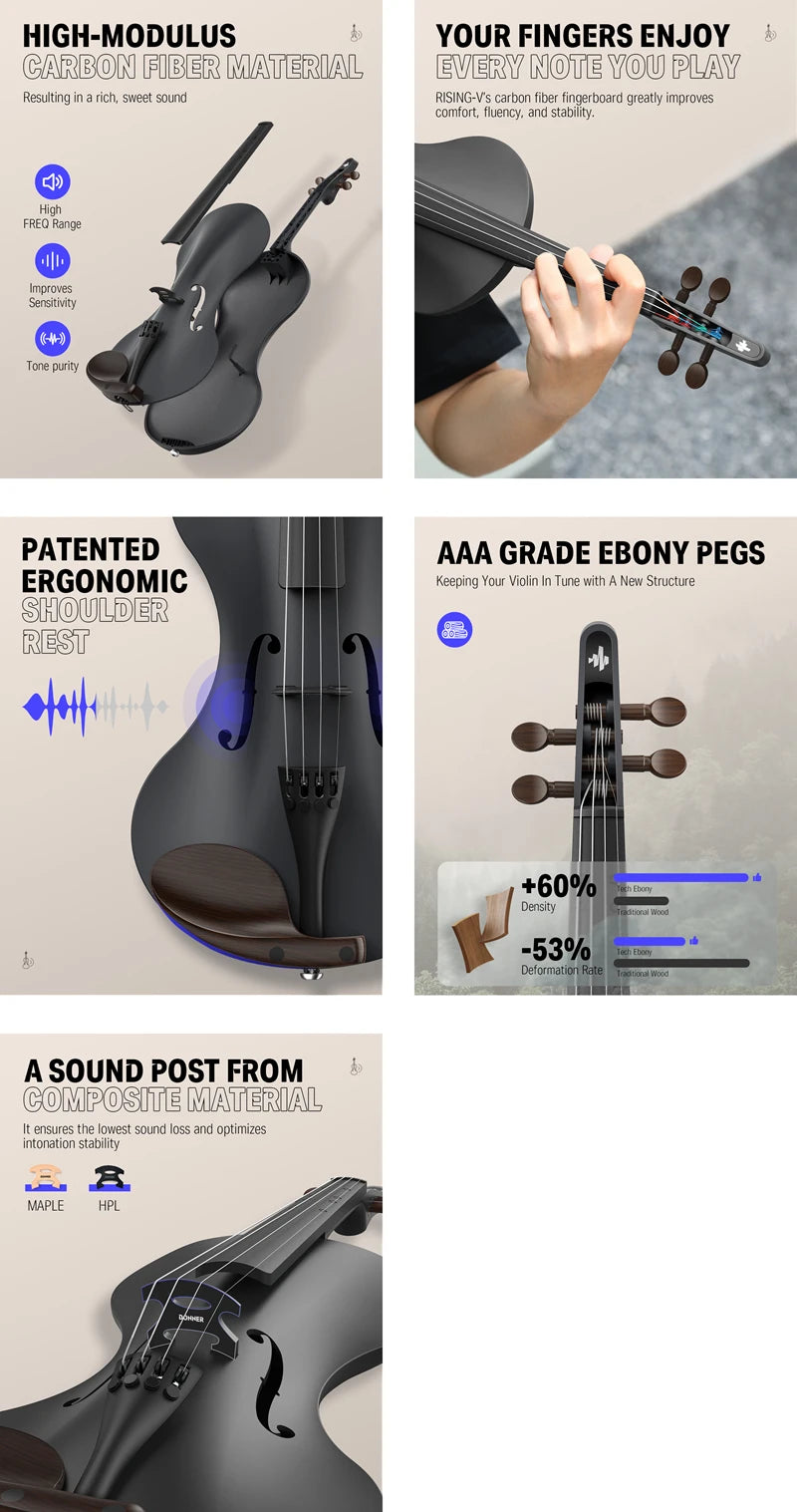 Rising-V Carbon Fiber Violin 4/4