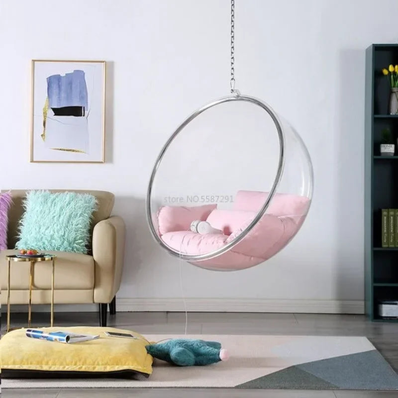 MMOOKA Hanging Ball Space Chair Glass Ball Indoor Hanging Chair Hanging Basket Nordic Outdoor Swing Home Stay Transparent Bubble Chair