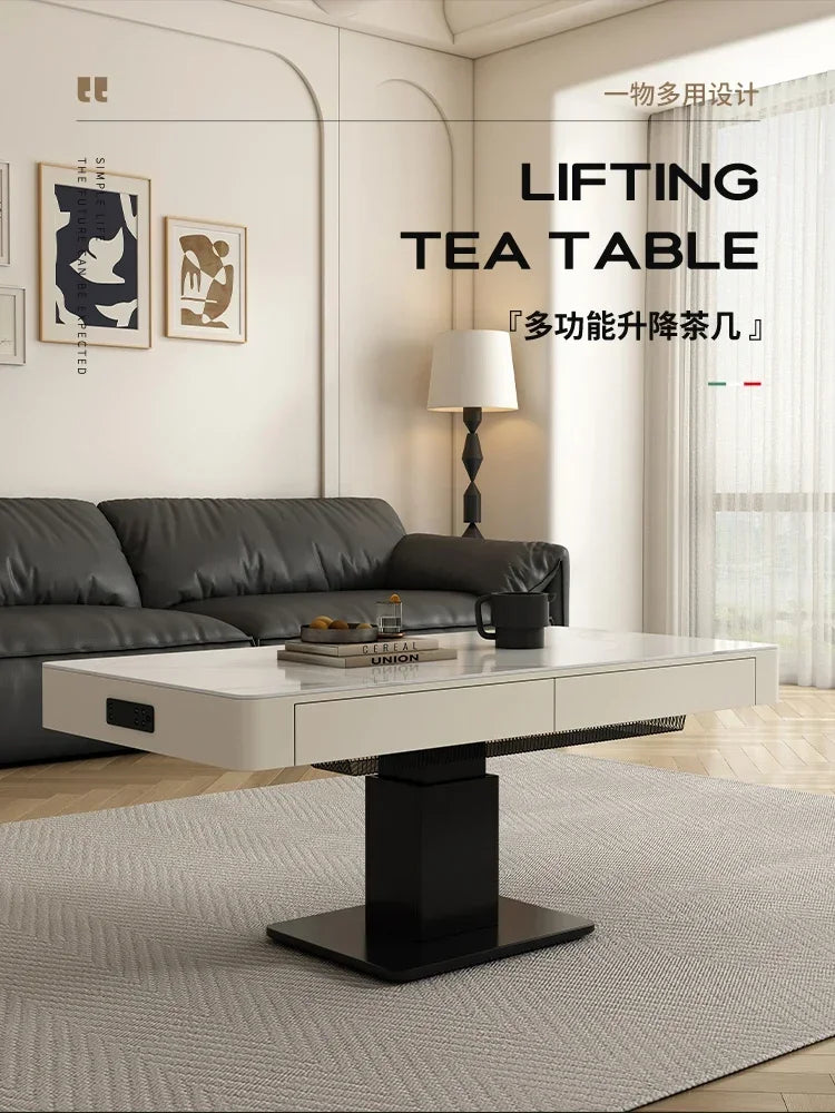 MMOOKA Modern Simple Lifting Coffee Table Dual-Use Living Room Creative Solid Wood Coffee Table