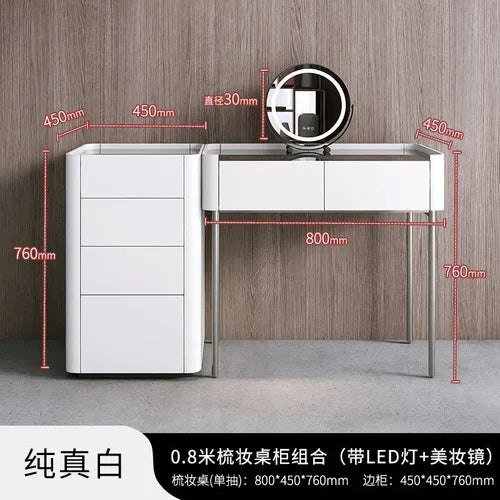 MMOOKA Italian Minimalist Dressing Table Modern Bedroom Mirror Jewelry Box Password Lock