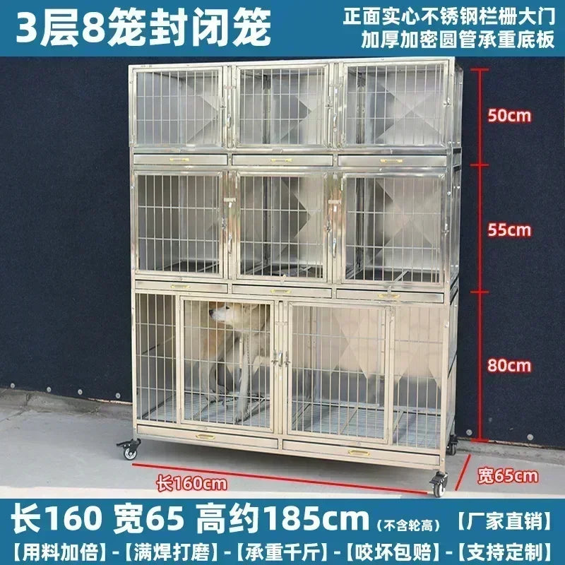 MMOOKA Stainless Steel Dog Cage Multi-Layer Pet Display Cabinet Pet Hospital Hospital Cage Display Cage