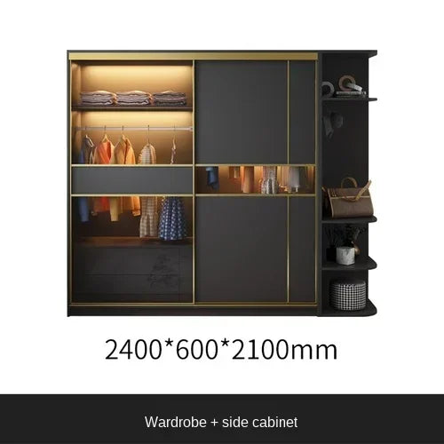 MMOOKA Modern minimalist luxury sliding door wardrobe locker household bedroom assembly wardrobe