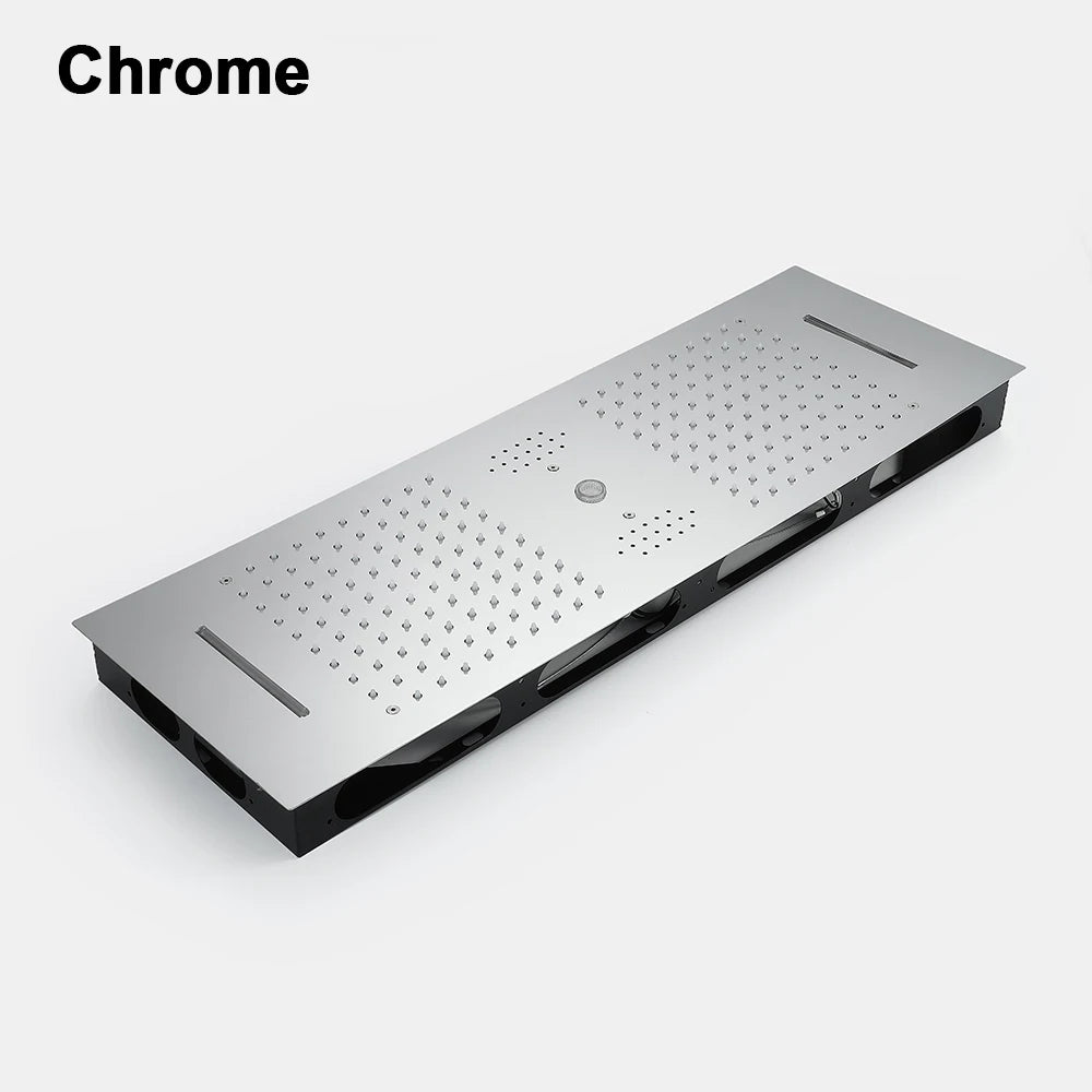 ANTNX M Boenn Bathroom Bar Shape Rain Shower Head Stainless Steel High Pressure Water Column LED Music Spa Shower Panel Chrome & Black ANTNX.COM