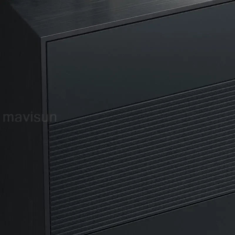 MMOOKA Black Kitchen Cabinet Decoration Simple Solid Wood Living Room Furniture Luxury Villa Large Capacity Buffet Stainless Steel Leg