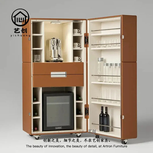 MMOOKA Light luxury simple leather red wine storage wine cabinet villa home designer high-end solid wood