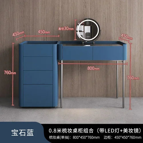 MMOOKA Italian Minimalist Dressing Table Modern Bedroom Mirror Jewelry Box Password Lock