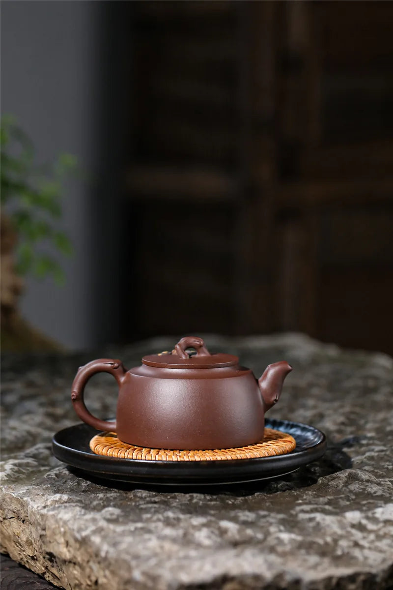 Qiusuo-Handmade Zisha Teapot, Yixing Handmade Pot, Kung-Fu Teaware, Purple Clay, Drinkware for Puer, Green, Black, Chinese Tea