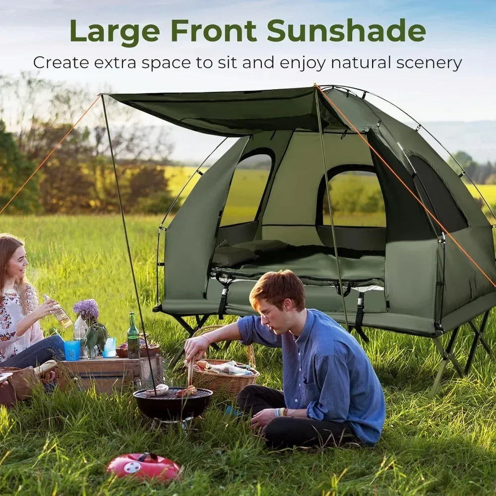 ANTNX Tent Cot, 5-in-1 Folding Camping Cot with Mattress & Pillows,Camping Tent Elevated with Carrying Bag for Outdoor Hiking, Fishing ANTNX.COM