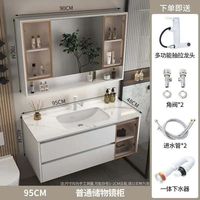 MMOOKA Solid Wood Home Bathroom Cabinet Sinks  65cm-115c Furniture Wash Basin Combination Bathroom Bathroom Smart Wash Basin